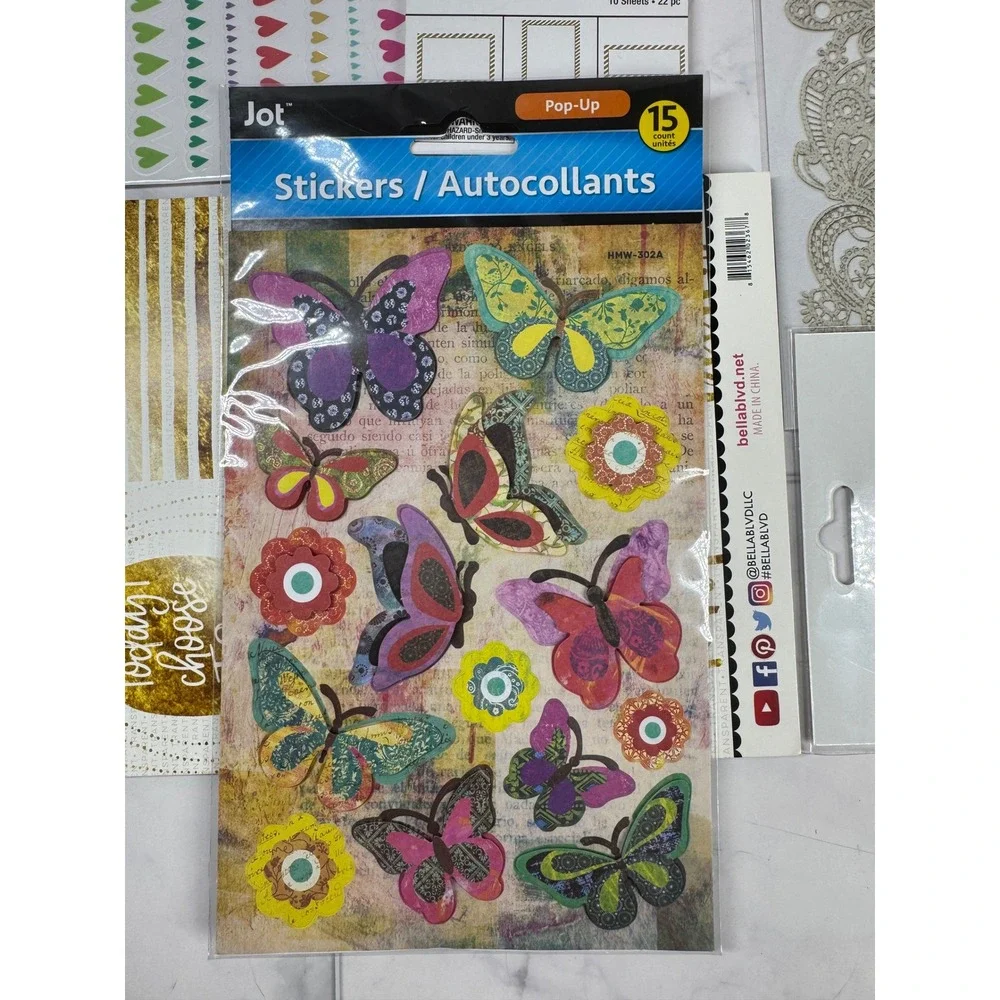 Scrapbook Sticker Lot Sticko Paper Studio Jot Butterfly Floral Alphabet New